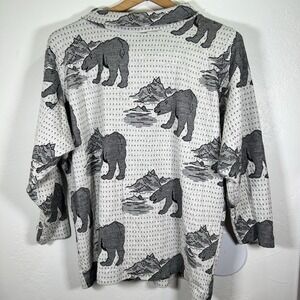 Vintage Bear Outdoor Pullover Sweater L White Black‎ 80/90s Knit Mountain USA